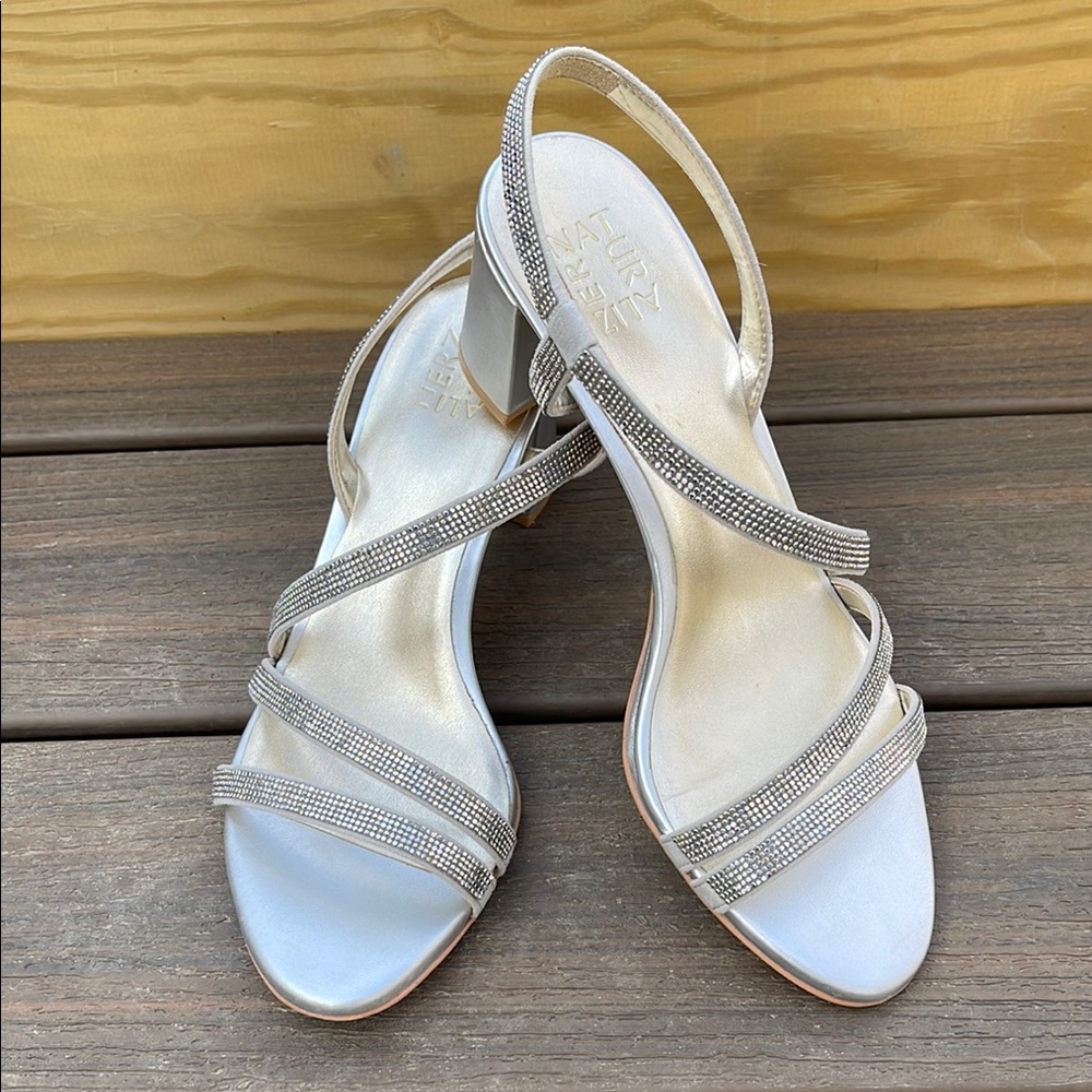 Naturalizer Silver Strappy Heels